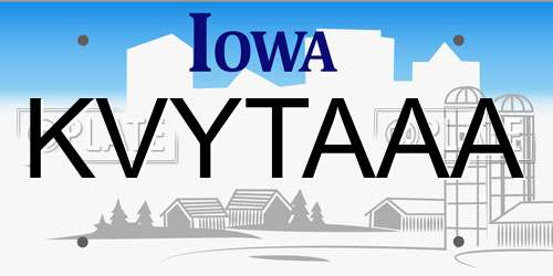 KVYTAAA Iowa License Plate