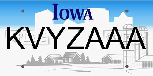 KVYZAAA Iowa License Plate