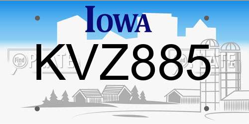 KVZ885 Iowa License Plate
