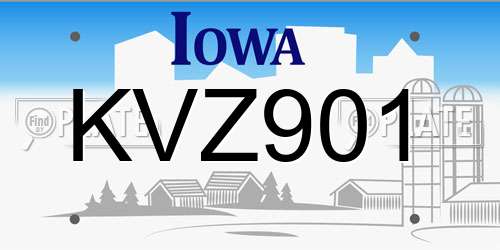 KVZ901 Iowa License Plate