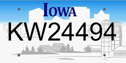 KW24494 Iowa License Plate