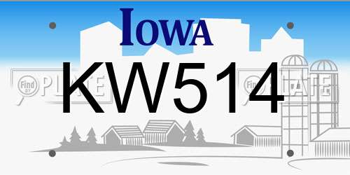 KW514 Iowa License Plate