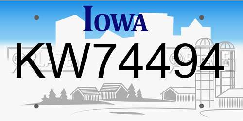 KW74494 Iowa License Plate