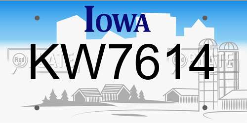 KW7614 Iowa License Plate