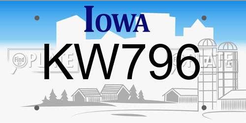 KW796 Iowa License Plate