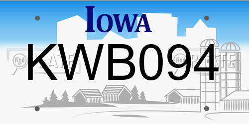 KWB094 Iowa License Plate