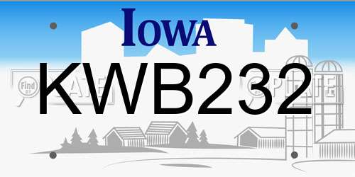 KWB232 Iowa License Plate