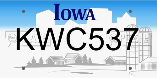 KWC537 Iowa License Plate