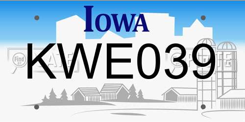 KWE039 Iowa License Plate
