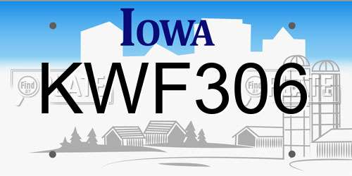KWF306 Iowa License Plate