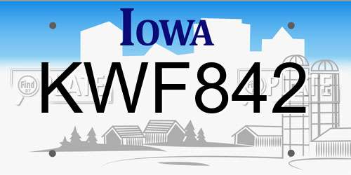 KWF842 Iowa License Plate