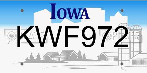KWF972 Iowa License Plate