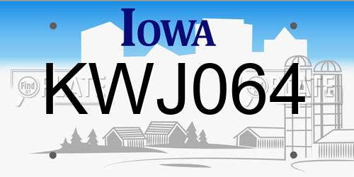 KWJ064 Iowa License Plate