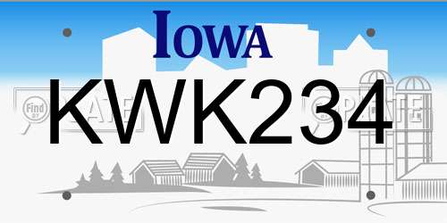 KWK234 Iowa License Plate