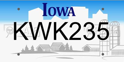 KWK235 Iowa License Plate