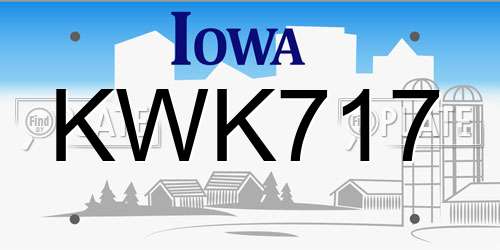 KWK717 Iowa License Plate