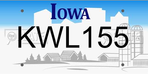 KWL155 Iowa License Plate