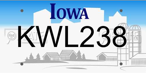 KWL238 Iowa License Plate