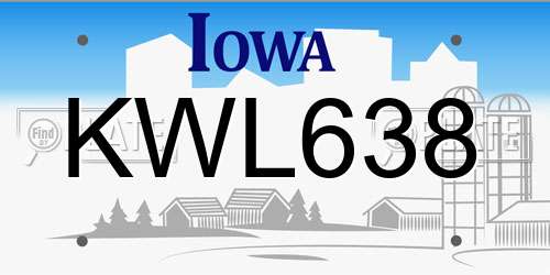 KWL638 Iowa License Plate