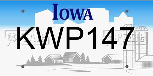 KWP147 Iowa License Plate