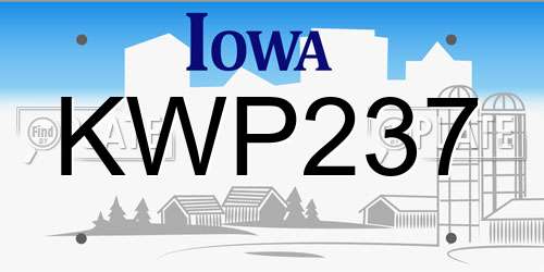 KWP237 Iowa License Plate