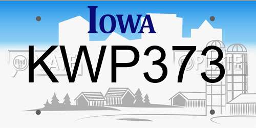 KWP373 Iowa License Plate