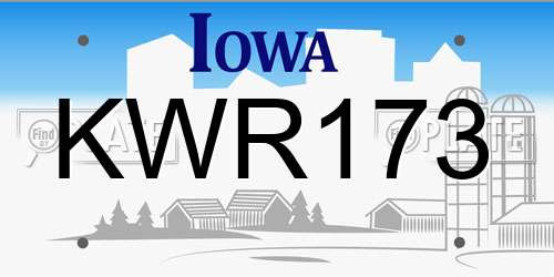 KWR173 Iowa License Plate