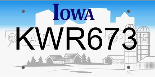 KWR673 Iowa License Plate