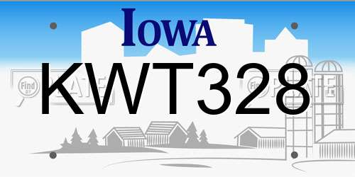 KWT328 Iowa License Plate