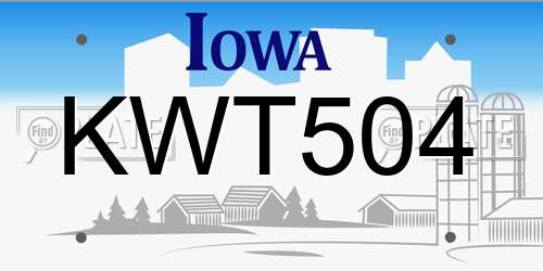 KWT504 Iowa License Plate