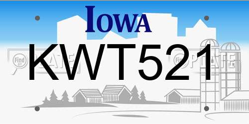 KWT521 Iowa License Plate
