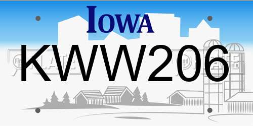 KWW206 Iowa License Plate