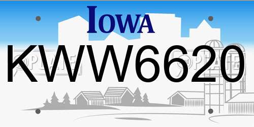 KWW6620 Iowa License Plate