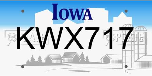 KWX717 Iowa License Plate