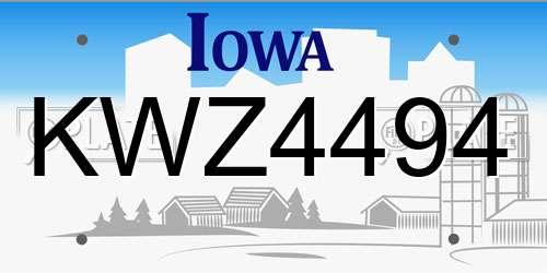 KWZ4494 Iowa License Plate