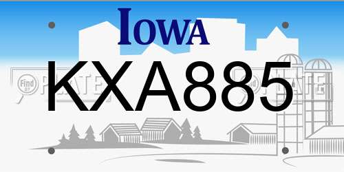 KXA885 Iowa License Plate