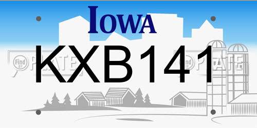 KXB141 Iowa License Plate