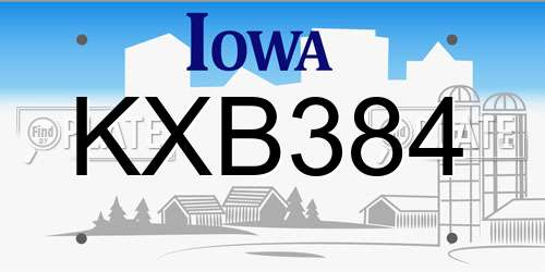 KXB384 Iowa License Plate