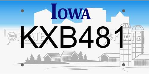 KXB481 Iowa License Plate