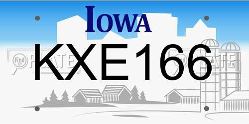 KXE166 Iowa License Plate
