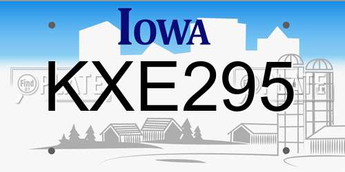 KXE295 Iowa License Plate