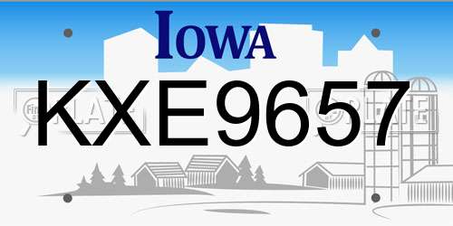 KXE9657 Iowa License Plate