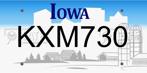 KXM730 Iowa License Plate