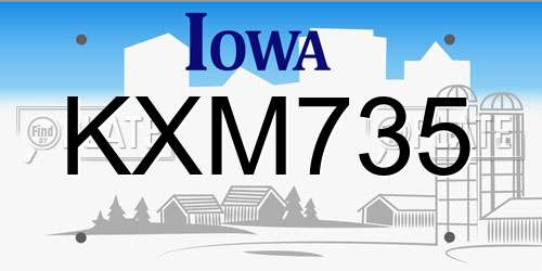 KXM735 Iowa License Plate
