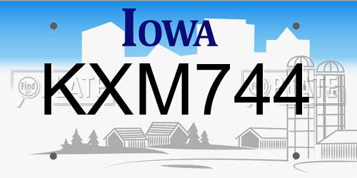 KXM744 Iowa License Plate
