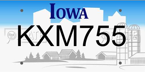 KXM755 Iowa License Plate