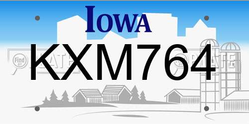 KXM764 Iowa License Plate