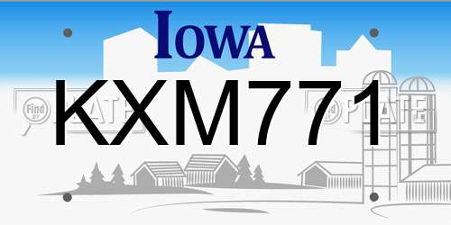 KXM771 Iowa License Plate
