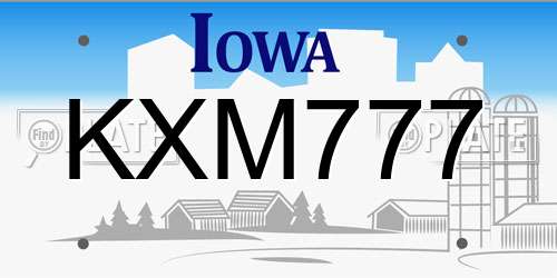 KXM777 Iowa License Plate