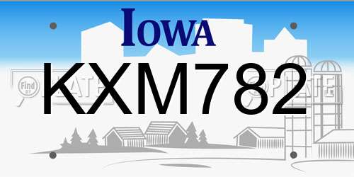 KXM782 Iowa License Plate